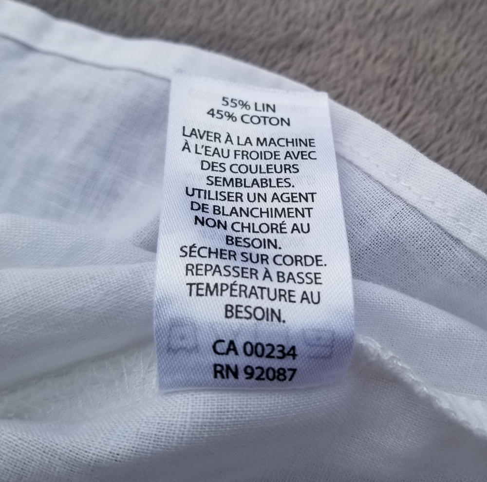 Saks Fifth Avenue Linen Shirt Women's XL White Top Blouse Cottage Beachy Summer - Picture 7 of 10